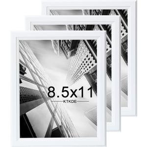 KTKDE 8.5x11 Picture Frame Set of 3,Certificate Frame White with Clear Plexiglass, 8.5 by 11 Picture Diploma Document Degree Frames for Wall and Tabletop
