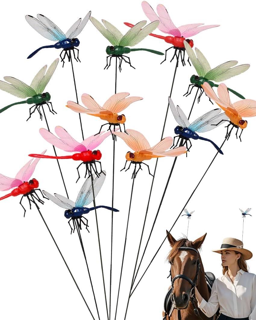 2 x 12 Pack Fake Dragonflies, Hat Clip Artificial Realistic 3D Dragonflies Garden Stakes Decor and Horse Fly Deterrent, Dragonfly Humming Bird Stakes, Fly Scare Devices for Indoor Outdoor