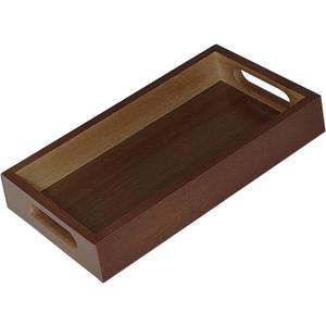 Small Rustic Serving Tray with Handles - 9.8 Inch Bamboo Rectangular Tray for Coffee Table, Kitchen Counter, Ottoman | Decorative Organizer Tray for Food, Drinks, Snacks, Bathroom Essentials