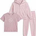PUMA Girls 3 Piece Tee Zip Fleece Hoodie & Legging Set (Sizes 7-14)