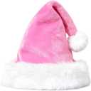 Velvet Christmas Hat for Kids,Santa Hat Xmas Hat Comfort Thicken Fur Holiday Hat (Pink)