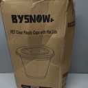 BYSNOW 100 Pack 9 oz Clear Plastic Cups With Flat Lids No Hole, Disposable Dessert Cups with Lids for Ice Cream, Pudding, Fruit, Cold Drinks, Cake, Snacks, Yogurt Parfait