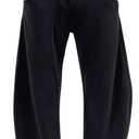 HeSaYep Men's Fleece Baggy Sweatpants Wide Leg Barrel Sweat Pants Lounge Athletic Gym Pants with Pockets (Large, Black)