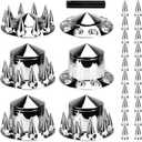 Axle Cover Combo Kits for Semi Truck Hubs w/Screw-On 33mm Lug Nut, Spike ABS Plastic Chrome Plated, 2 Front & 4 Rear, 10 Hole Removable Caps, 6Pcs
