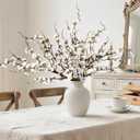 Waipfaru 4 Pcs Faux Cherry Blossom Branches, 36'' Cherry Blossom Tree Decor with Long Stems, Artificial Flowers for Tall Vases Spring Home Decoration (White)