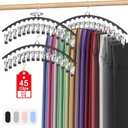 3 Pack Legging Organizer for Closet Hanging, Pants Hangers with Clips Holds 45 Leggings, Shorts, Skirts, Jeans, Hats, Pants Hangers Space Saving Clothes Racks Closet Organizers and Storage, Black