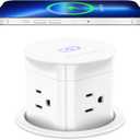 ANNQUAN 3 inch Pop Up Outlet with 15W Wireless Charger,15A Outlets,Pop Up Countertop Receptacle,Desk Hole Power Grommet for Kitchen Office,ETL Listed (White)