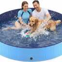 Foldable Dog Pool, Collapsible Dog Swimming Pool Hard Plastic Portable Pets Bath Tub for Dogs and Cats, Pet Wading Pool for Indoor Outdoor Backyard