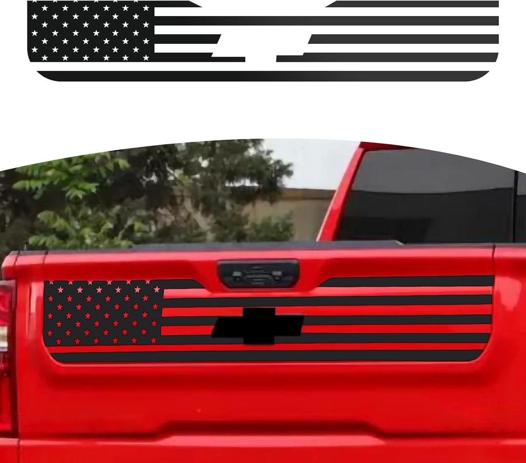 RT-TCZ for Silverado Tailgate Flag Decal Sticker Compatible with Chevy Silverado 2019-2024 Black Flag Exterior Accessories