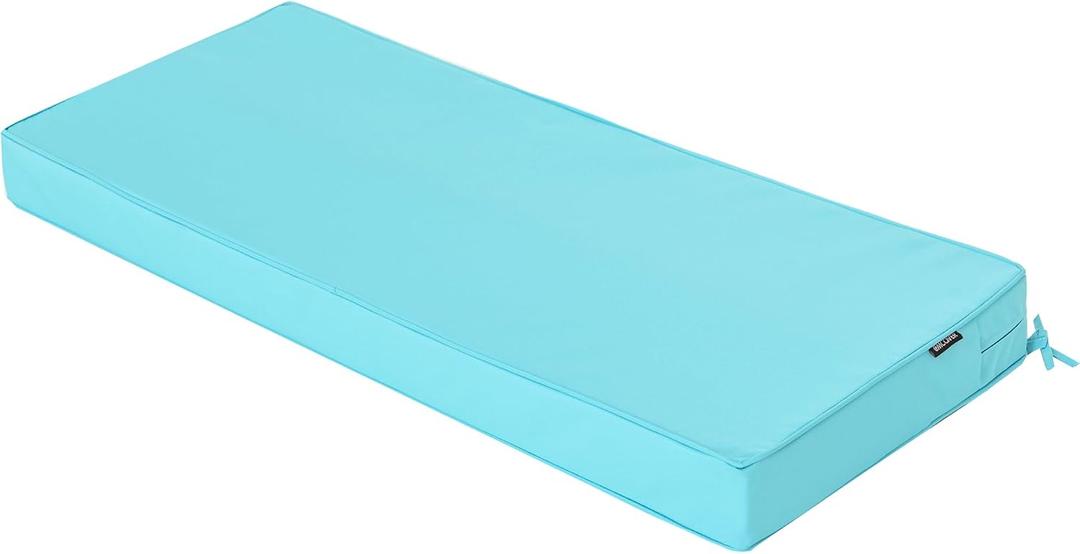 Outdoor Bench Cushion 42 x 18 Inch Thick Waterproof Porch Swing Cushions with Tie Patio Furniture Chair Cushion Bench Pad Color Fastness Backyard Seat Pads, Light Blue, 42"x18"x3"