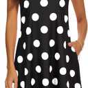 Summer Dresses for Women 2025 Casual Sundresses Beach Cover Ups Sleeveless Tshirt Swing Dress with Pockets (Medium, Black Dot)