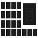 ENERLITES 20 Pack Matte Black Decorator Receptacle with Screwless Wall Plate, Standard Electrical Wall Outlet, 15A 125V, Self-Grounding, 2-Pole, 3-Wire, 5-15R, UL Listed, Non Tamper Resistant