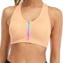 Womens Zip Front Sports Bra Wireless Post-Surgery Bra Racerback Yoga Sports Bras XL