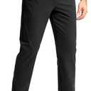 Pudolla Men's Golf Pants Stretch Work Dress Comfy Pants Lightweight Quick Dry Casual Slacks Trousers with Pockets (Black)32W 34L