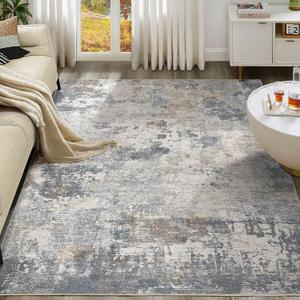 9x12 Area Rug Living Room Rugs - Washable Neutral Modern Abstract Soft Thin Large Rug Indoor Floor No Slip Rug Carpet for Bedroom Under Dining Table Home Office Decor - Blue Grey