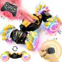 Remote Control Car for Boys 8-12, 4WD Gesture Sensing RC Stunt Car 2.4Ghz with Lights Music Sprayer RC Cars for Boys Age 4-7 8-12 Hand-Controlled Cars Toys Birthday Gifts for Kids Girls Yellow