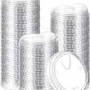 100 Count 98mm/3.86inch Strawless Sipper Lids, Clear Pet Lids for Plastic Cup Disposable Cover for Cold Brew, Coffee, Beer, Cocktail, Wine or Beverage Cups (Slip 2)