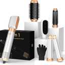 6 in ONE Hair Dryer Brush, Blow Dryer Curling Wand Hair Styling Tools Set, Ionic Hot Air Massage Oval Blowout Hair Dryer, Left&Right Hair Styler