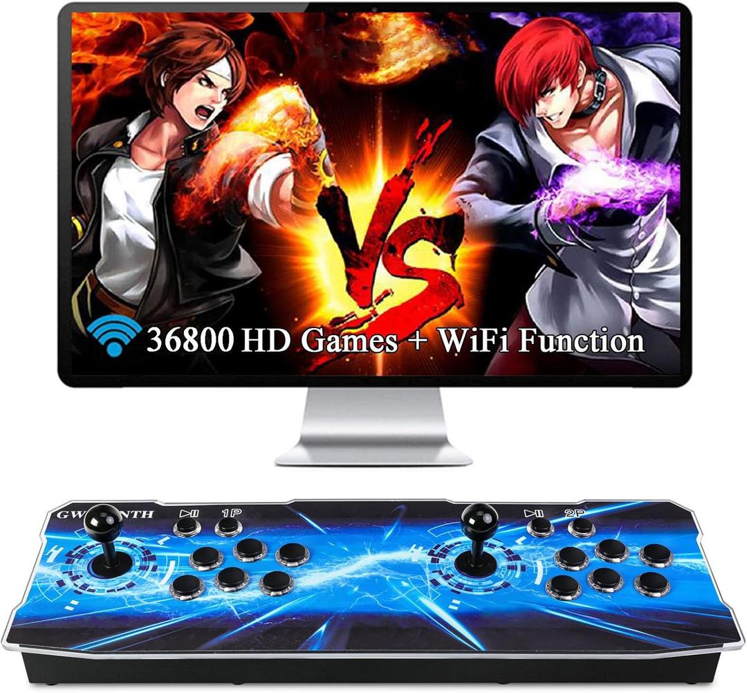 GWALSNTH 3D Pandora Box 18S Pro Arcade Games Console, 36800 in 1 HD Video Game Machine,Plug and Play Games at Home,WiFi Function