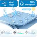 Tegeme Patio Outdoor Tablecloth with Umbrella Hole and Drawstrings 62 L x 38 W x 6 H Rectangle Patio Table Covers Waterproof Fabric Cloth for Picnic Outside Furniture Covers, Blue and White