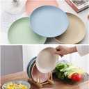 4pcs 9 Inch Lightweight Plastic Plates Unbreakable Reusable Dinner Plates Set, Camping Plate,Salad Plates, Dessert Plates for Salad Pasta Dishwasher & Microwave Safe (B)