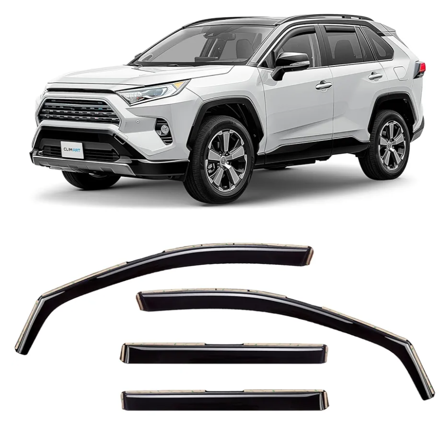 CLIM ART in-Channel Incredibly Durable Rain Guards for Toyota RAV4 2019-2025, Original Window Deflectors, Vent Deflector, Vent Window Visors, Dark Smoke Car Accessories, 4pcs - 619152