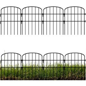 ShopLaLa Decorative Garden Fencing (10 Panels) 12in(L) x 16.5in(H) Rustproof Metal Wire Animal Barrier Fence, Flower Edging for Landscape Patio Outdoor Decor, Yard Fences for Dog No Dig Black D-K16.5