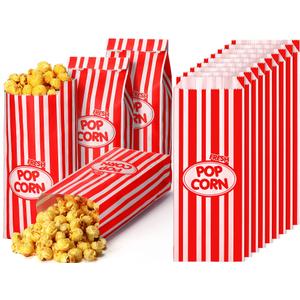 Sherr 500 Pcs 2oz Popcorn Bags Bulk Red Retro Stripes Disposable Popcorn Bags for Movie Nights Circus Carnival Party Favors Birthday Party Event Supplies Machine Accessories