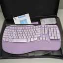 Purple Ergonomic Wireless Keyboard and Mouse Combo, Sablute 2.4G Full Size Ergo Wave Key Board with Cushioned Plam Rest, Natural Typing, 3 DPI Adjustable Silent Mouse for Computer/Laptop/Windows/Mac