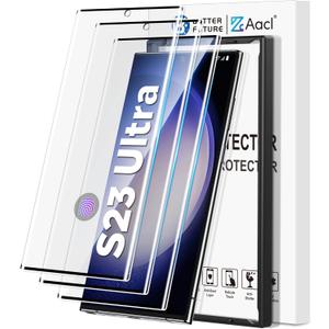 AACL 3D Curved Tempered Glass for Samsung Galaxy S23 Ultra Screen Protector, 9H Glass for S23 Ultra 5G, Scratch Proof, Easy Installation Frame, Bubble Free, Case Friendly [3 Pack] (S23 Ultra 6.8 Inch, Clear)