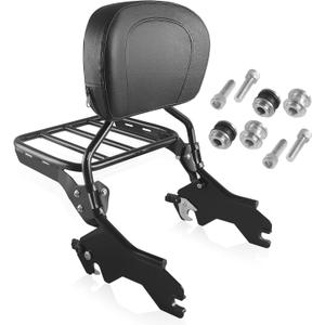 Detachable Backrest Sissy Bar Pack of Sport Luggage Rack for Harley Softail Sport Glide Low Rider FLSB FXLR FXLRS FXLRST 2018-Later Black with Docking Hardware Kit