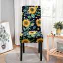 Chair Covers for Dining Chair Set of 6, Stretchy Soft Parson Chair Covers Removable Washable Kitchen Dining Room Chair Slipcovers with Elastic for Universal Fit (Sunflowers)