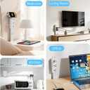 Electrical Outlet Extender Stick with 2 AC Outlets,USB-C & 2 USB-A Ports,Adjustable 17.7-36.1'',Can Extend in Four Directions,5-in-1 Plug Extender for Nightstand,Sofa etc.