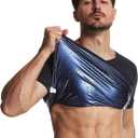 Sauna Shirt for Men,Heat-Trapping Short-Sleeve Sweat Suit, Compression T-Shirt,Body Shaper Vest for Gym Exercise (Small, Black(blue Inside))