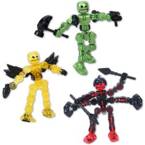 Zing Klikbot Galaxy Pack, Set of 3 Poseable Action Figures with Weapons, Includes 1 Hero (Ice), 1 Villain (Maze) and 1 Guardian (Scorpion), Stop Motion Animation Figure, Great for Kids Ages 6 and Up