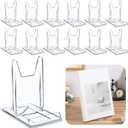 24 Pack Acrylic Book Stand for Display Adjustable Clear Display Holder Easel Collector Stand for Home Office Back to School Comic Album CD Magazine Postcard Artworks (4.2 x 4.3 x 2.35 Inch)