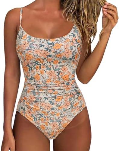 SUUKSESS Women One Piece Tummy Control Swimsuit Crisscross Backless Bathing Suit,M