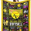 Softball Blanket Gift for Girls, Softball Accessories Party Decorations Bedroom Decor Soft Flannel Throw Blanket 50"x40"