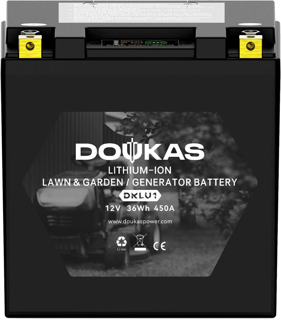 DKLU1 Lithium LiFePO4 Lawn Mower Battery, 12V 3Ah 450CCA Generators, Garden Tractor Starting Battery, Compatible with Craftsman, John Deere, Cub Cadet, Husqvarna, Ariens, Troy-Bilt, Toro