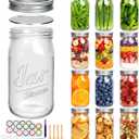 Accguan 32oz Mason Jars with Lids, Wide Mouth Mason Jars,Food Storage Container Excellent Choice for Honey,Drinking,Spice Jars,Canned Goods,DIY Projects,Jam,Wedding Favors,Canning Jars set of 12Pack