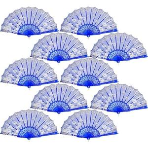 QIRMIZI 30 Pack Folding Fans – Handheld Spanish Style Fans,Bulk Hand Fans for Wedding, Tea Party, Dance, Church,Performance, Home Decorations, Festival, Gift,Royal Blue