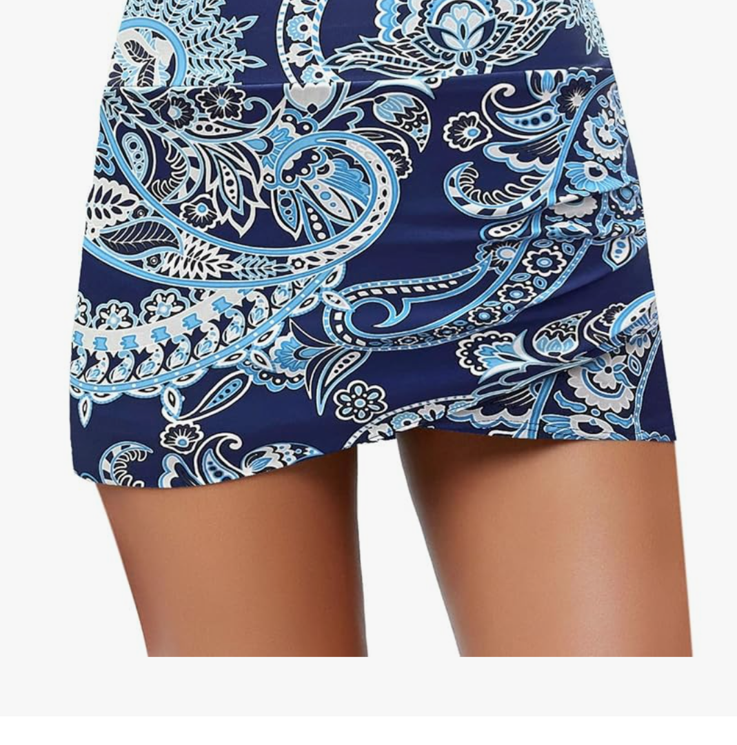 Women's High Waist Tulip Hem Shirring Swim Skirt Swimsuit Bikini Bottom Size Medium