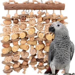 Extra Large Bird Macaw Chew Toys for Pets - Natural Wood - Heavy Duty Foraging and Destructive Play for Large Parrots - Bird Cage Accessories - for Macaw, Cockatoo, African Grey, Amazon Parrots