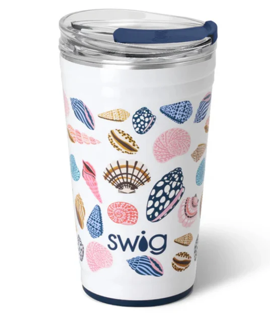 Swig Life 24oz Tumbler, Insulated Coffee Tumbler with Lid, Cup Holder Friendly, Dishwasher Safe, Stainless Steel, Extra Large Travel Mugs Insulated for Hot and Cold Drinks (Sea La Vie)