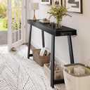 Huuger Entryway Console Table with Charging Station, USB-C Port, 47.2 Inch Sofa Table with Metal Legs, Entry Hallway Table with Thicker Desktop, Modern Behind Couch Table, Black, 12.5"D47.2"W31.5"H