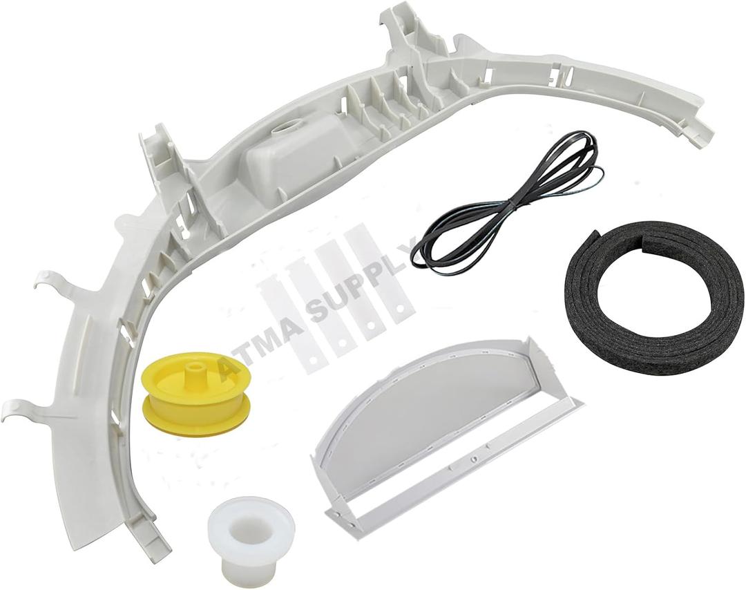 WE49X20697 Dryer Bearing Kit Compatible with GE Contains WE3M26 Top Bearing WE9M30 Felt WE12M29 Belt WE1M1067 Slides WE1M504 Slides WE12X83 Pulley Idler WE3X75 Support Bearing WE18X25100 Lint Screen