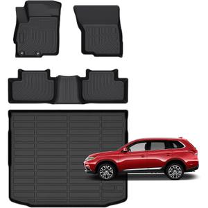 for Mitsubishi Outlander Sport Floor Mats 2025-2011,Car Mats All Weather Floor Mats 1st & 2nd Row & Cargo Liner Anti-Slip Custom Fit for Outlander Sport Accessories,Black