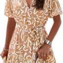 Womens Button Down Shirt Dresses with Belt Business Casual Aline Spring Summer Sun Dresses for Women 2025 (Medium, Khaki)