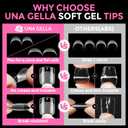 UNA GELLA Extra Short Square Oval Nail Tips 216pcs Pre-shaped Half Matte Square Round Gel Nail Tips Full Cover Squoval Clear Acrylic Fake Nails for Press on Nail Extensions Home DIY Salon 12 Sizes