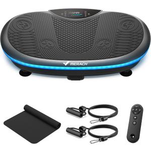 MERACH Vibration Plate Exercise Machine, 4D Whole Body Workout Vibrating Platform for Lymphatic Drainage Weight Loss Muscle Activation, Home Fitness Equipment with Bluetooth Light Pull Cord